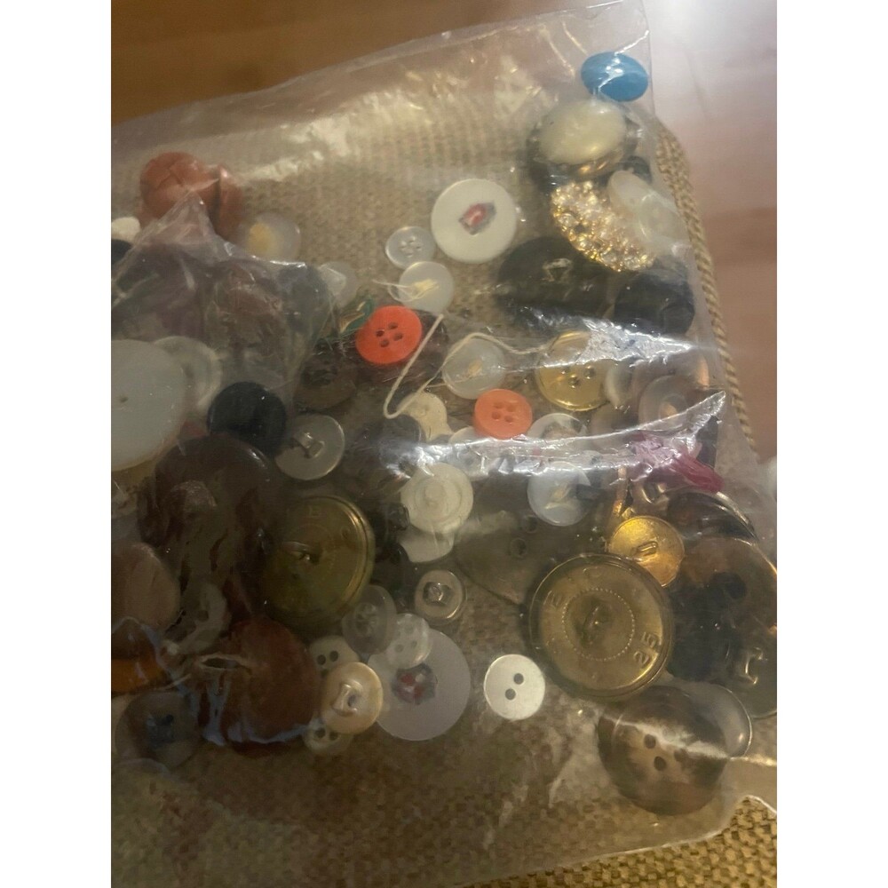 Vintage Antique Sewing Buttons Lot Nautical Anchor Military Crest Cameo Crafting